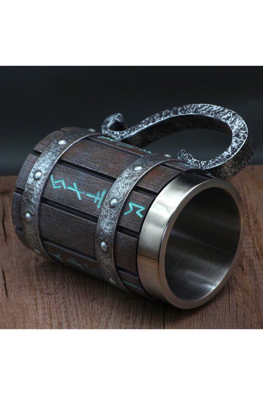 Viking Vintage 600ml Varil Paslanmaz Çelik Kabartmalı Kupa Bardak