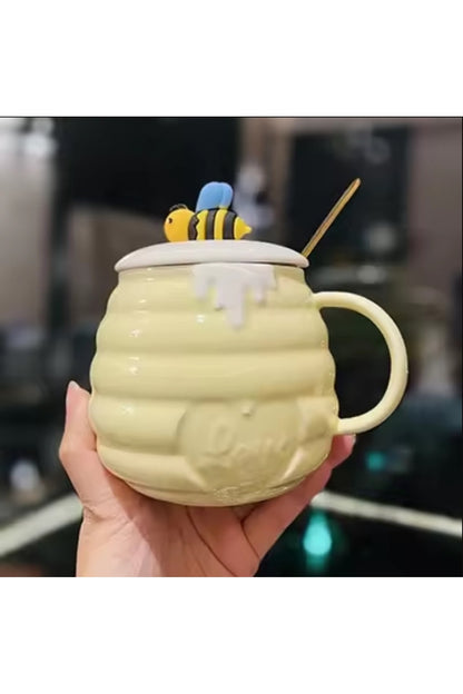 400ml Kawaii Arı Seramik Kupa Karıştırma Kahve Süt Su Bardağı Ev Kahvaltı Bardak