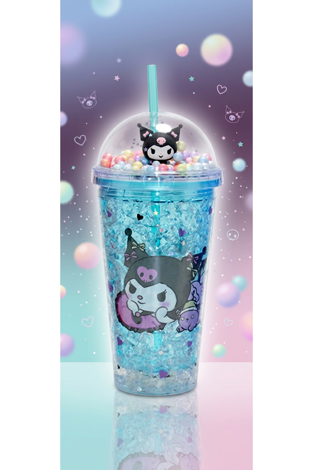 400Ml My Melody & Kuromi Figürlü Simli Pipetli Bardak – Kawaii Tasarım Kapaklı İçecek Bardağı