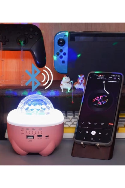 Pil Şarjı Bluetooth Hoparlör Sihirli Top Lamba Mini Kart Ekleme Projeksiyon Lambası
