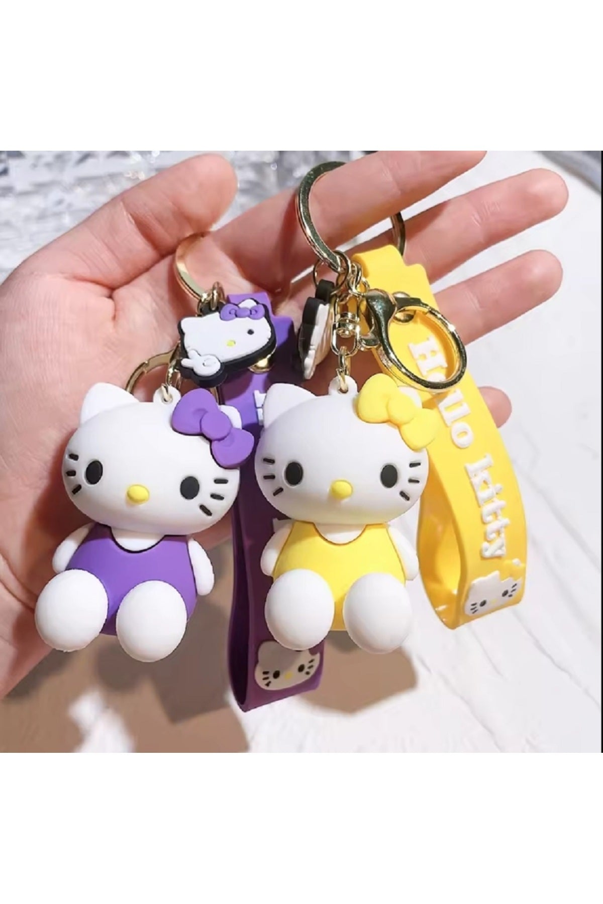 12'li Miniso Sanrio Hello Kitty Anahtarlı Yumuşak Kauçuk Araba Anahtarlık Çanta Kolye Kız Hediye