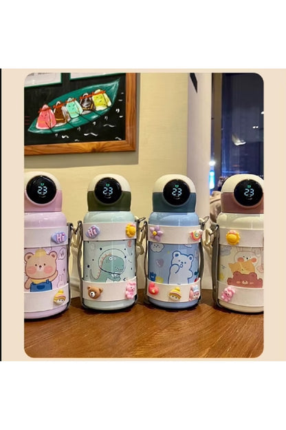 500ml Karikatür Çocuklar İçin Taşınabilir Akıllı Ekran Dokunmatik Paslanmaz Çelik Termos