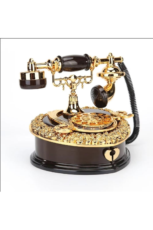 Retro Avrupa Tarzı Telefon Şekilli Müzik Kutusu Yaratıcı Takı Depolama Organizatör Vaka Ev Dekoratif