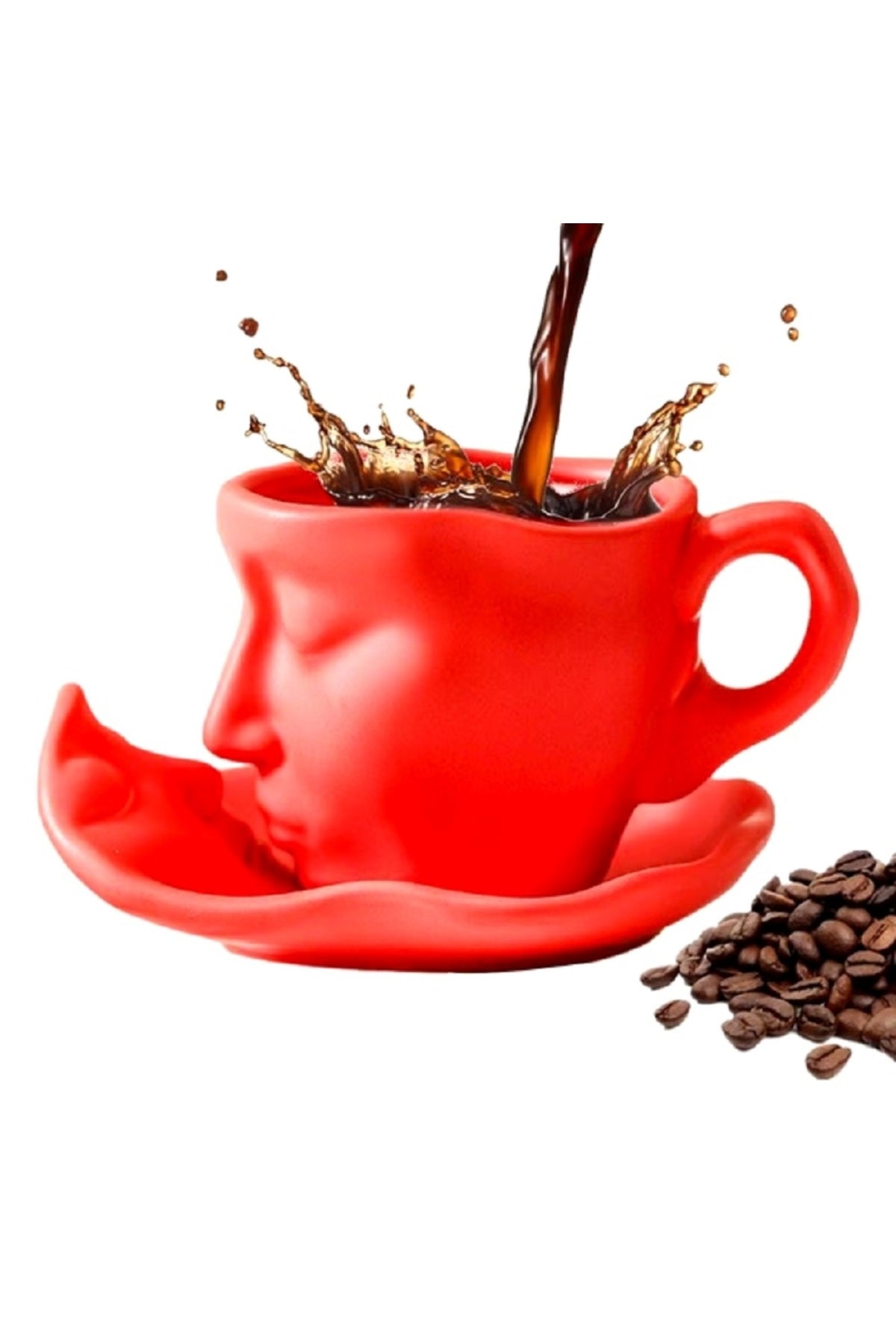 Öpücük Kupalar Romantik Tasarım Çay Fincanı 100 Ml Soyut Çift Tasarım