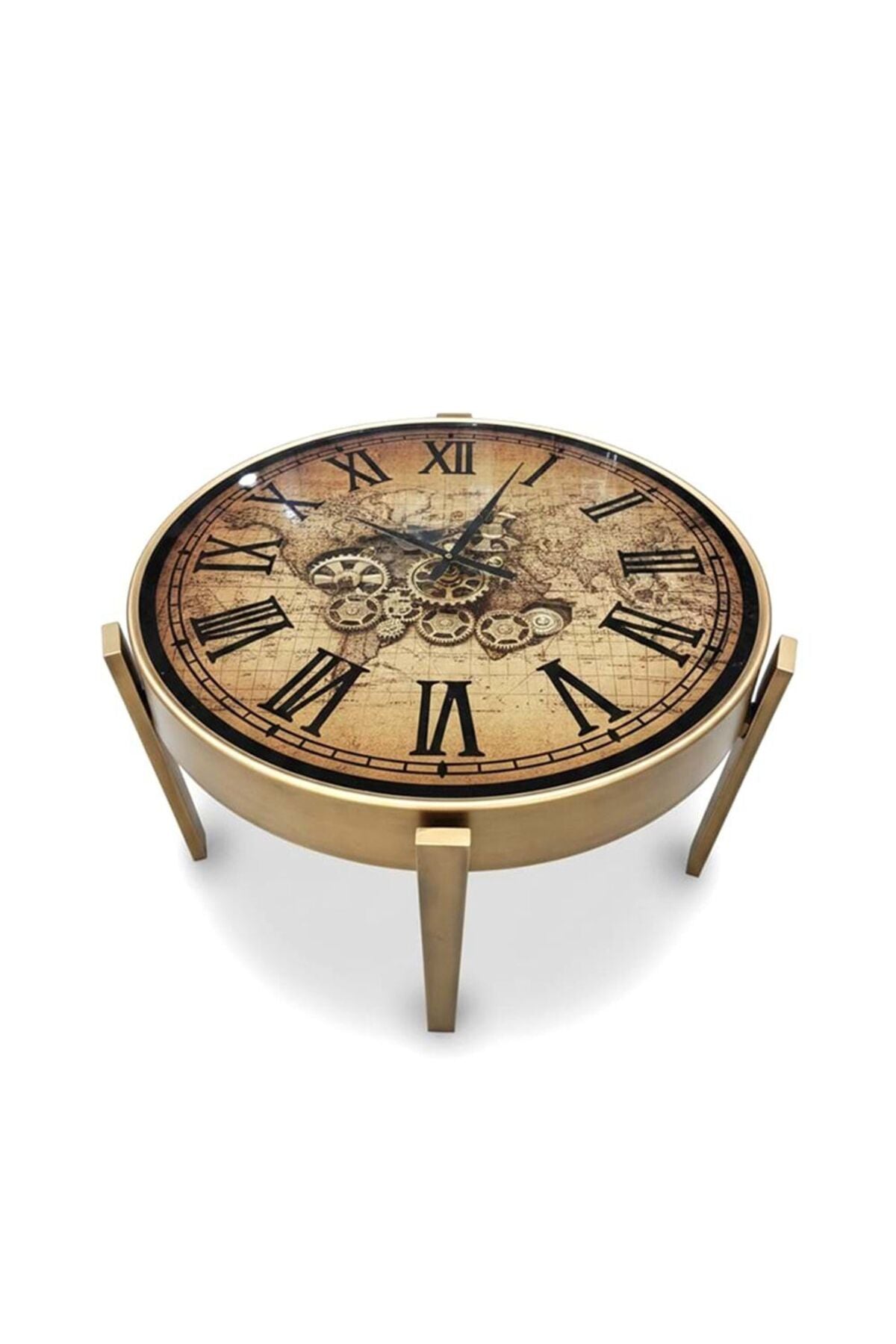 ChronoAurum – Metal Çarklı Lüks Saat Detaylı Orta Sehpa