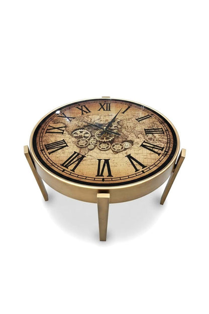 ChronoAurum – Metal Çarklı Lüks Saat Detaylı Orta Sehpa