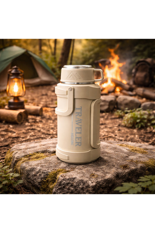 1600 Ml Çift Katmanlı Vakumlu Çelik Termos Taşıma Saplı Sızdırmaz Outdoor Büyük Boy