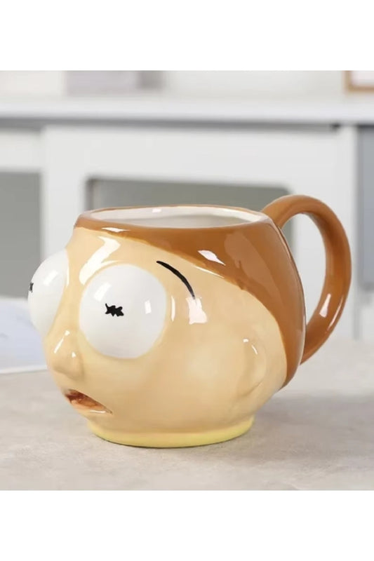 3D Büyük Kapasiteli Seramik Sevimli Karakter Morty 450ml Kupa Meşrubat Bardağı