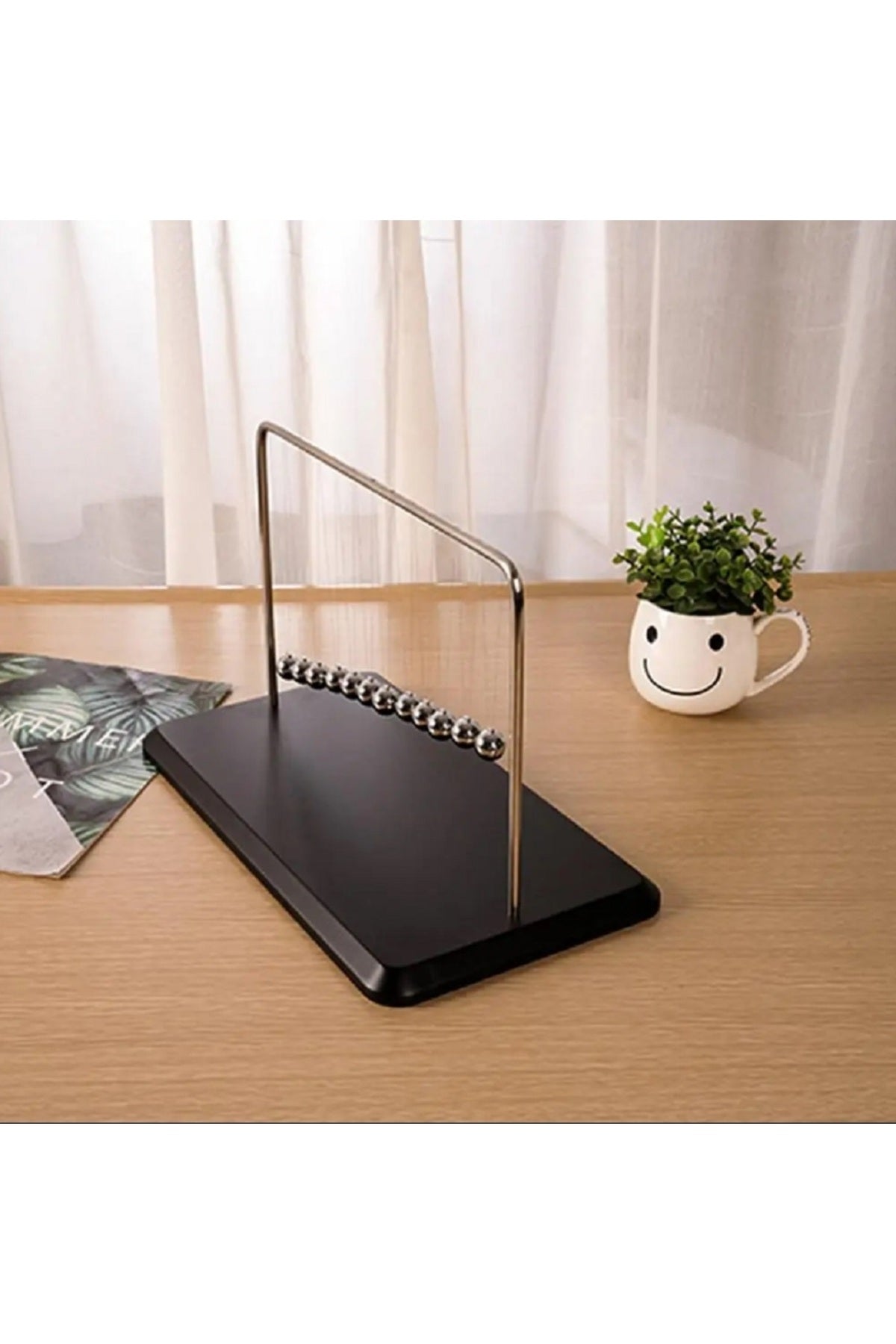 Mermer Standlı Newtons Beşiği Denge Topları Bilim Fizik Gadget Masaüstü Dekorasyon Aksesuar Obje