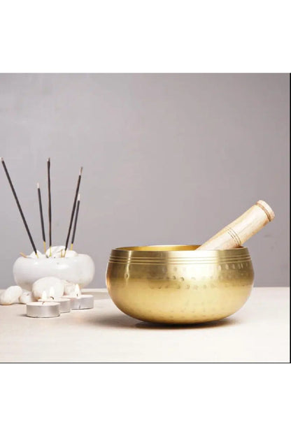 Pirinç Gold Renk Meditasyon Tibet Çanı Singing Bowl (15 Cm)
