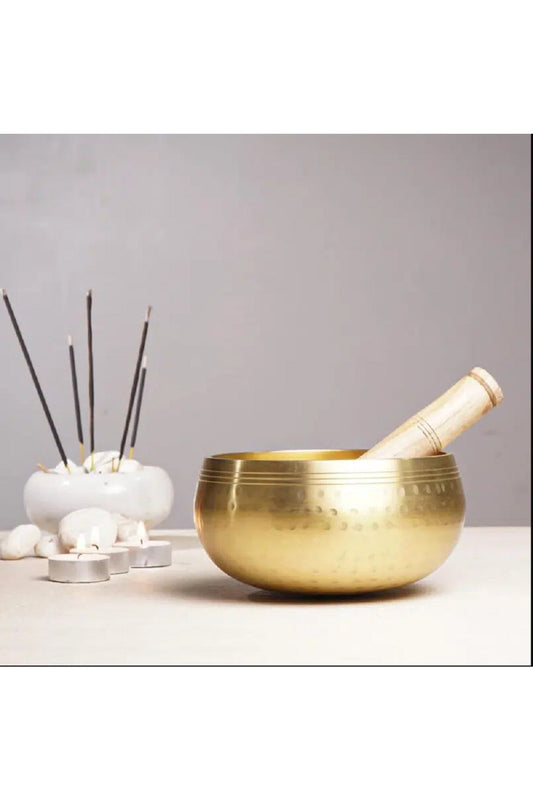 Pirinç Gold Renk Meditasyon Tibet Çanı Singing Bowl (15 Cm)
