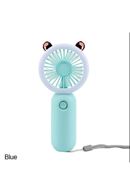 El Mini Fan USB Şarj Edilebilir Soğutma Fanları Sevimli Taşınabilir Gece Lambası