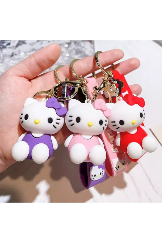 12'li Miniso Sanrio Hello Kitty Anahtarlı Yumuşak Kauçuk Araba Anahtarlık Çanta Kolye Kız Hediye