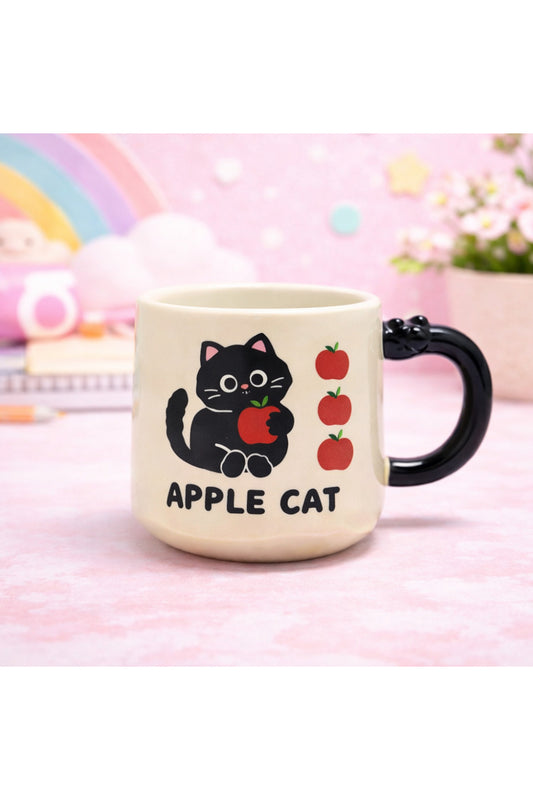 Sevimli Kedi Baskılı Seramik Kupa Bardak Kahve Fincanı Kawaii Tasarım Hediyelik Ofis