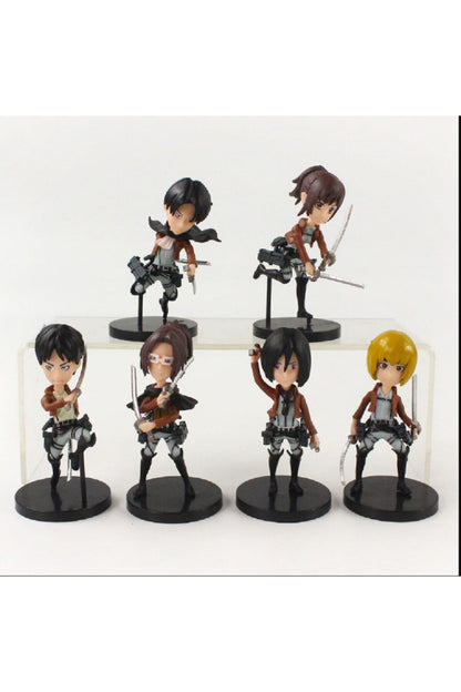 9cm 6 Adet/grup Titan Eren Jager Mikasa Levi Ackerman Arlert Hanji Zoe Sasha Braus Pvc Biblo Seti