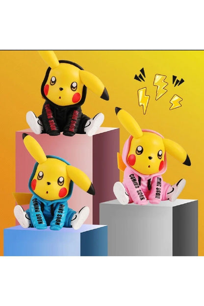 3/Takım Pokemon Rakamlar Anime Modeli Stilleri Pikachu Kapşonlu Oyuncak Biblo