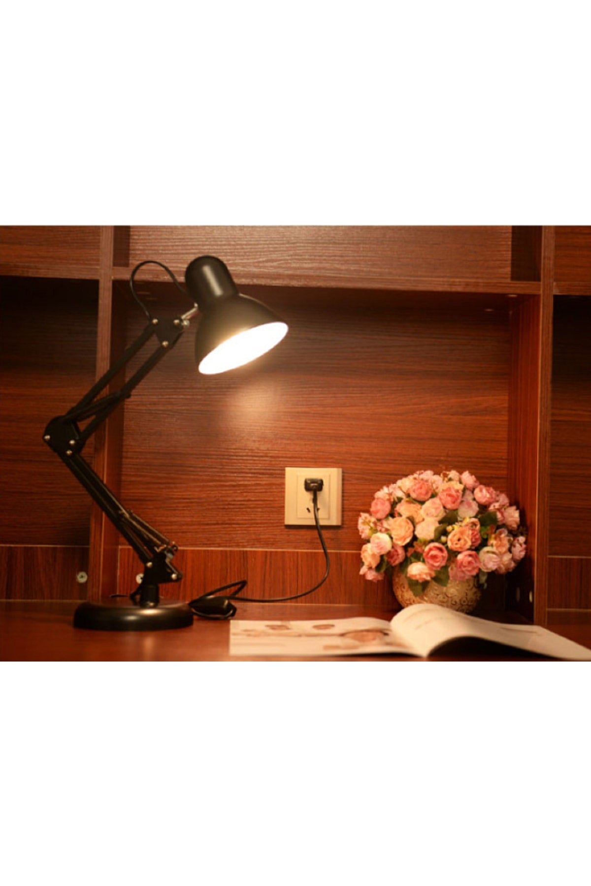 E27 Katlanır Masa Lambası Ayarlanabilir Metal Led Işıklar Ile Salıncak Uzun Kol Ofis Çalışma Lambası