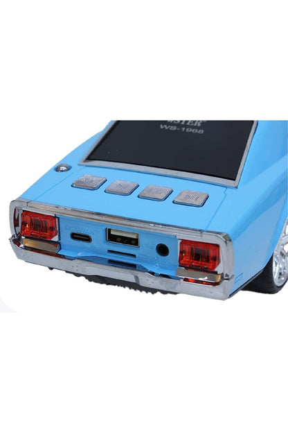 WS-1968 Dodge Challenger Araba Şekilli Kablosuz Bluetooth Hoparlör TF USB FM TWS LED Ekran LED Işık