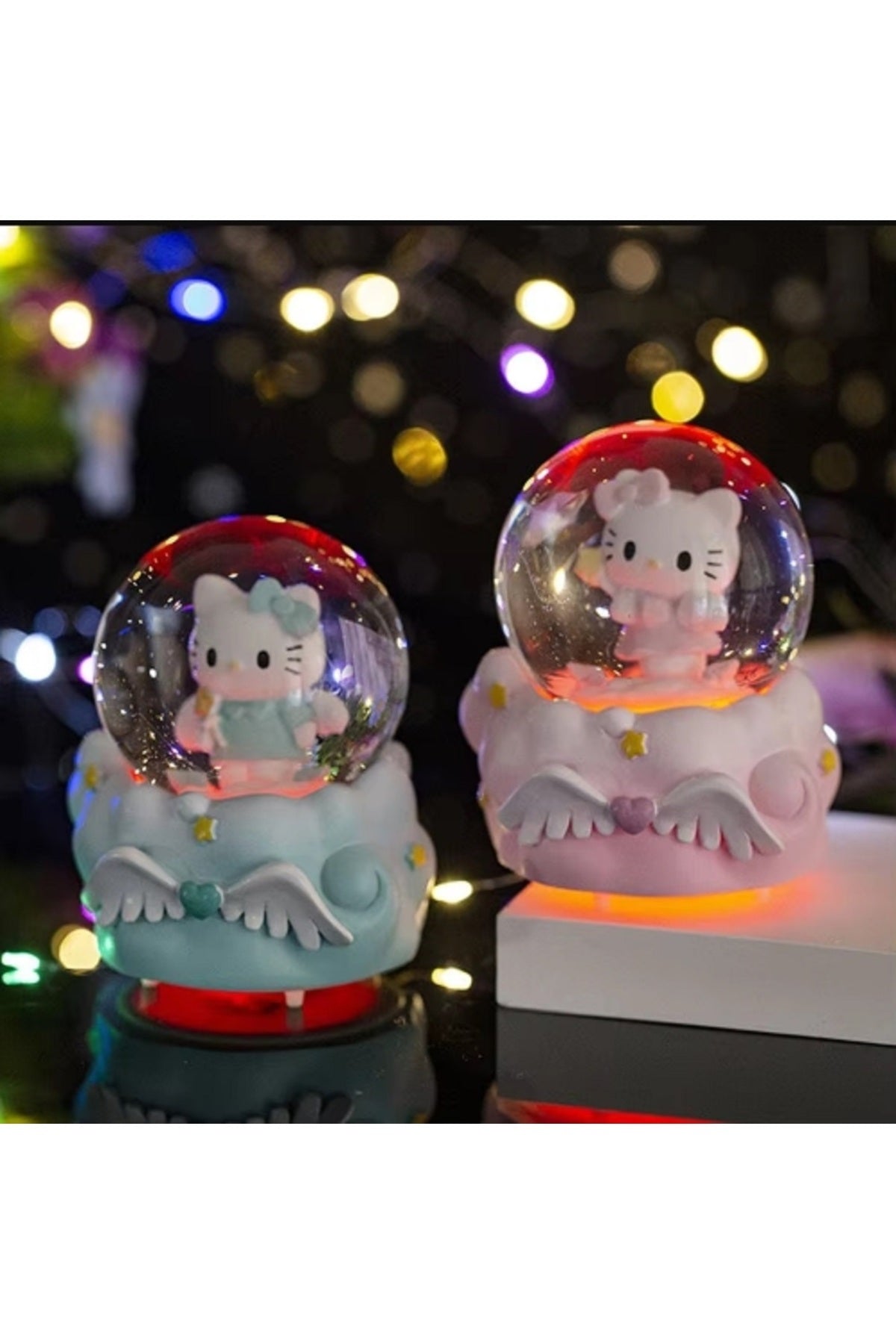 4'lü Sevimli Hello Kitty Pochacco Mini Aydınlık Kristal Top Sanrio Çocuk Kar Küresi