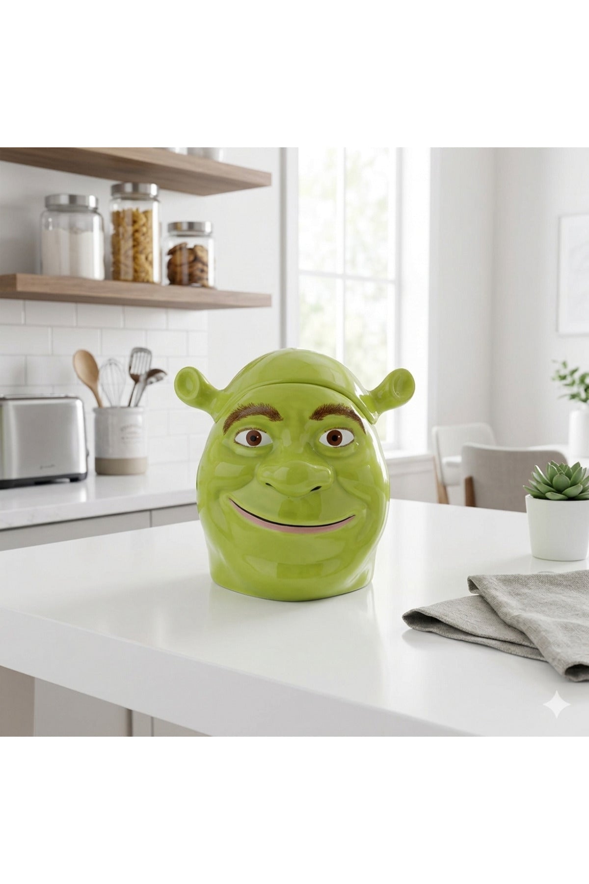 500ml Shrek Temalı Özel Tasarım Seramik Kupa ve Çok Amaçlı Saklama Kavanozu 3D Figürlü