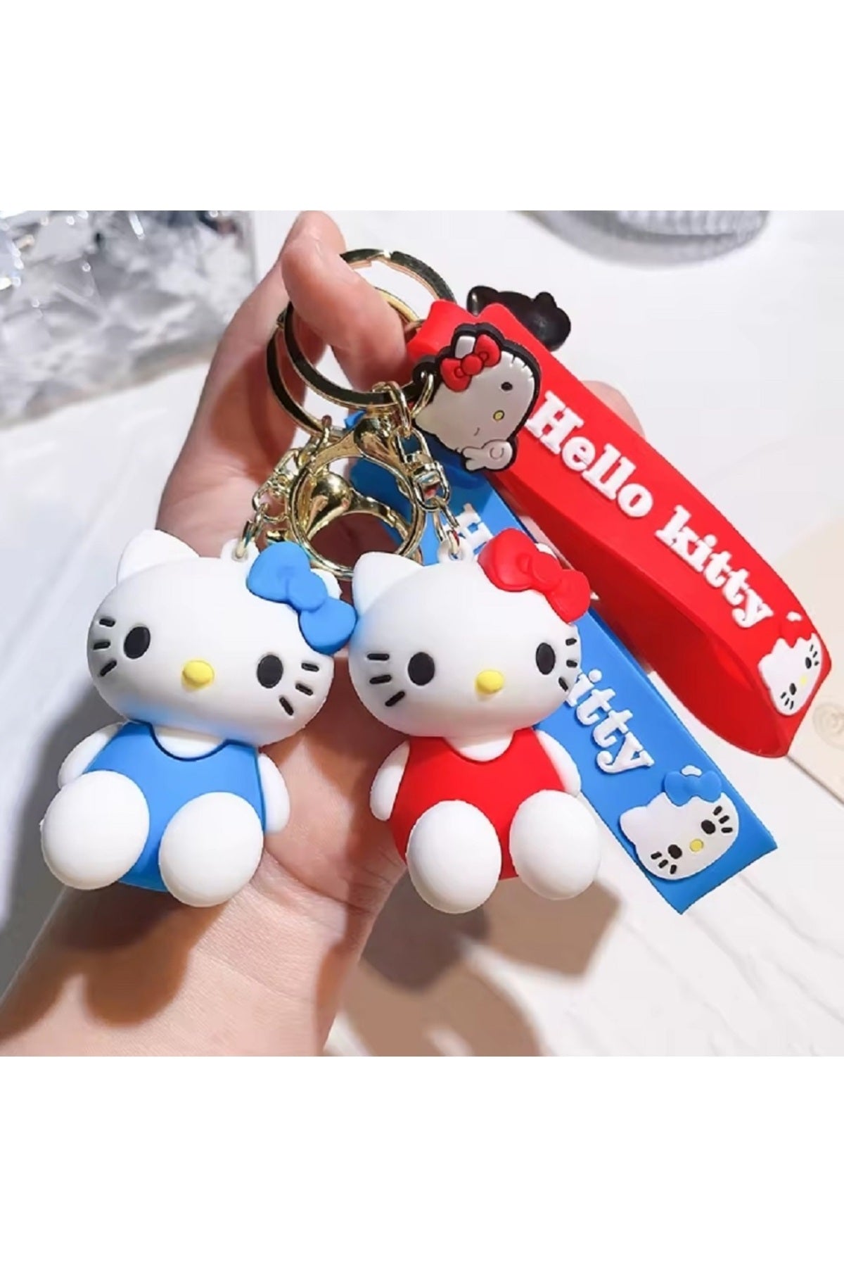 12'li Miniso Sanrio Hello Kitty Anahtarlı Yumuşak Kauçuk Araba Anahtarlık Çanta Kolye Kız Hediye