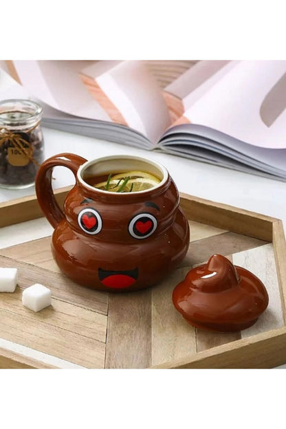 450ml Karikatür Gülümse Poop Kupa Çay Kahve Kupası Komik Mizah Hediye 3D Kupalar Handgrip Drinkware