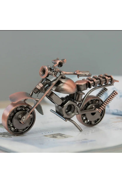El Yapımı Motosiklet Modeli Prop Retro Motor Heykelcik Demir Dekorasyon