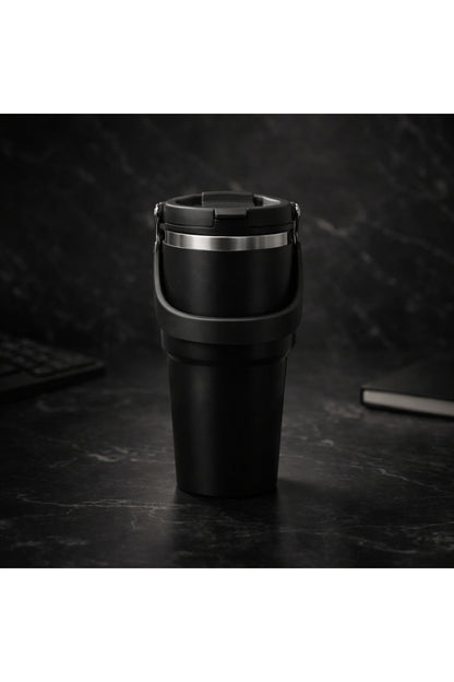 700 Ml Taşıma Kulplu Çelik Termos Mug Vakumlu Isı Yalıtımlı Sızdırmaz Dayanıklı Bardak