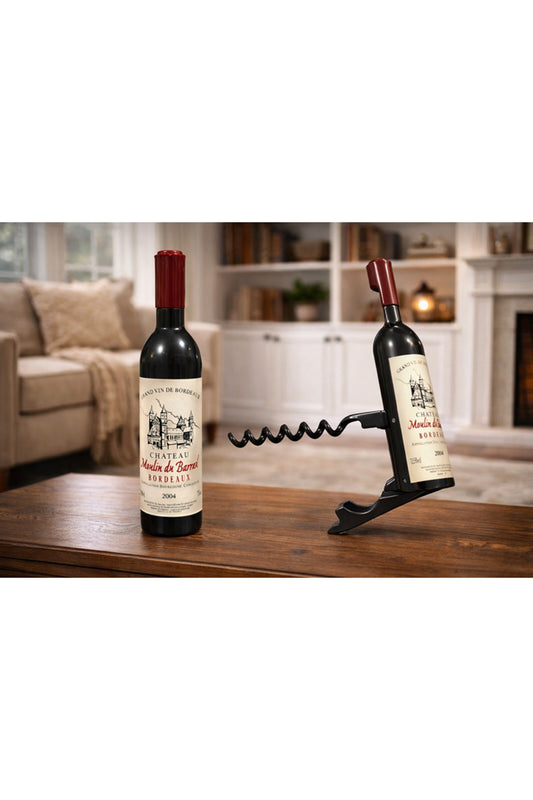 Şişe Tasarımlı Paslanmaz Çelik Tirbuşon & Şarap Açacağı – Dekoratif ve Pratik Kullanım