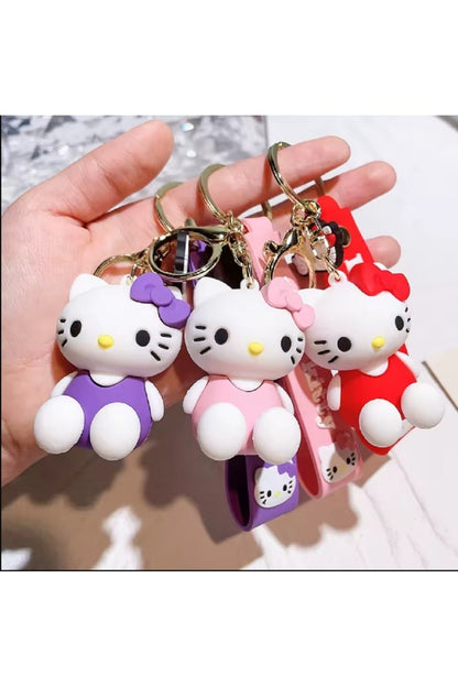 12'li Miniso Sanrio Hello Kitty Anahtarlı Yumuşak Kauçuk Araba Anahtarlık Çanta Kolye Kız Hediye
