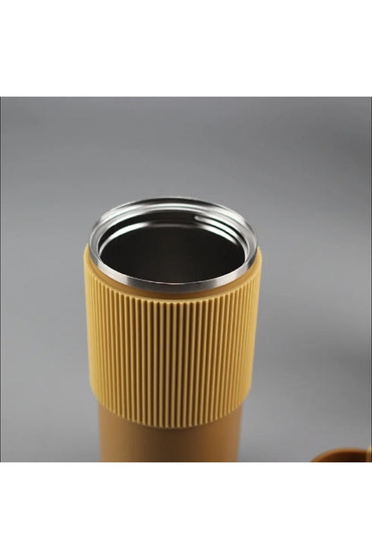 450ml Silikon Kol 304 Paslanmaz Çelik Termos Taşınabilir Coffe Cup