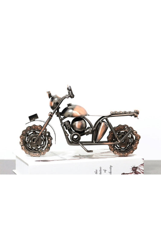 Retro Ferforje Motosiklet Modeli Yaratıcı Metal Sanat Heykel Koleksiyonu Süs Masaüstü Decorati