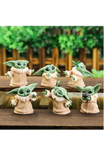 6 Adet/takım Disney Bebek Yoda Hareketli Oyuncak Bebekler Anime 5-6cm Star Wars Kawai Mini Dekor