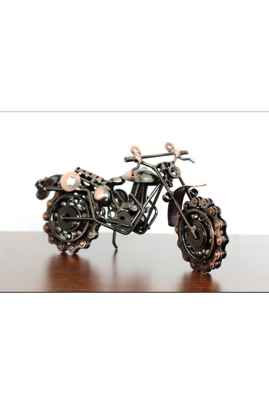 Vintage Ferforje Motosiklet Modeli Süsleme El Yapımı Metal El Sanatları Ev Dekorasyon