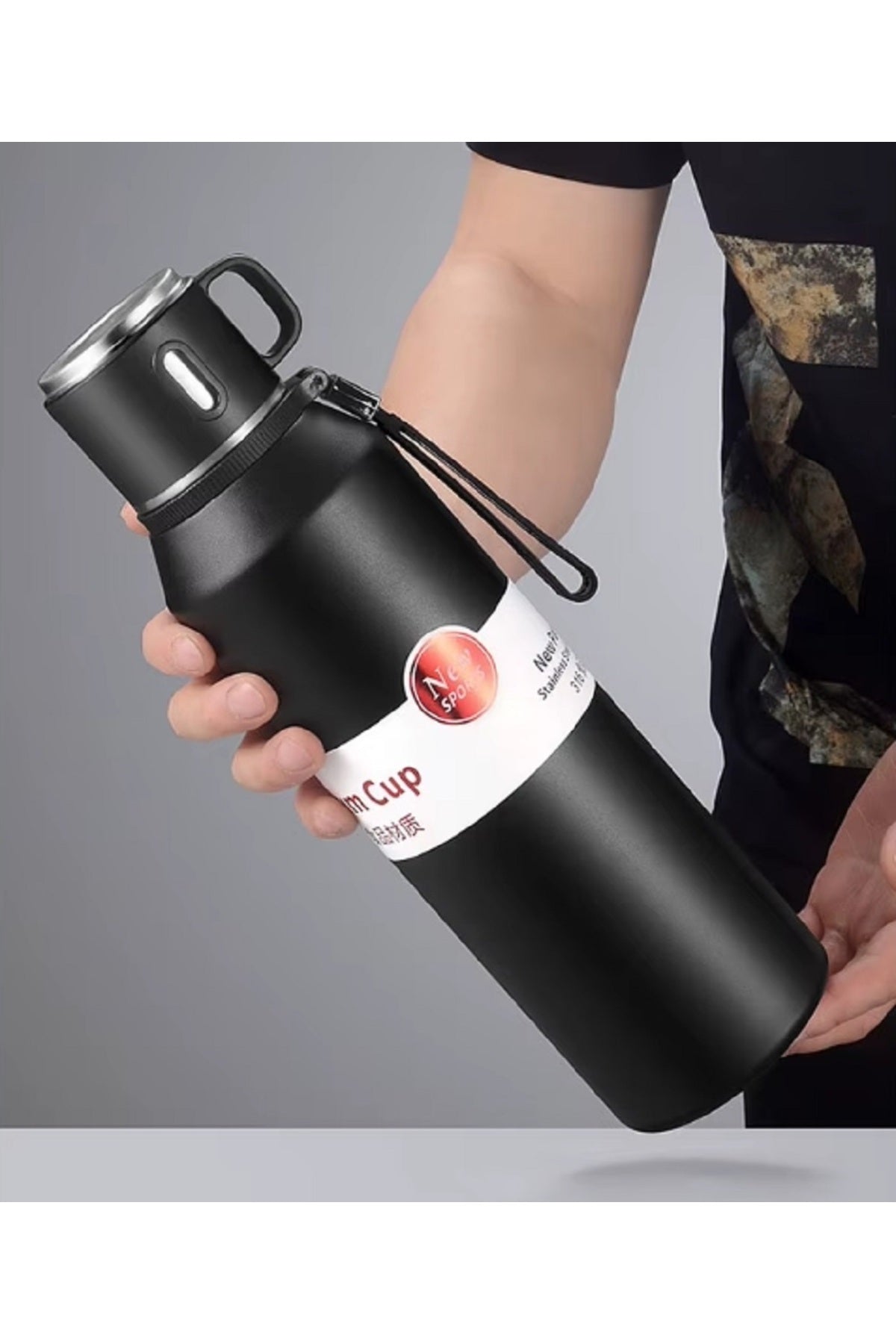 1000ml Vakumlu Bardaklı Paslanmaz Çelik Termos