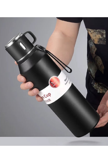 1000ml Vakumlu Bardaklı Paslanmaz Çelik Termos