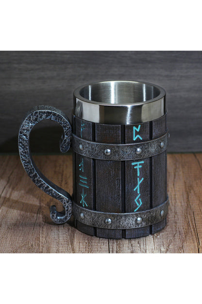 Viking Vintage 600ml Varil Paslanmaz Çelik Kabartmalı Kupa Bardak