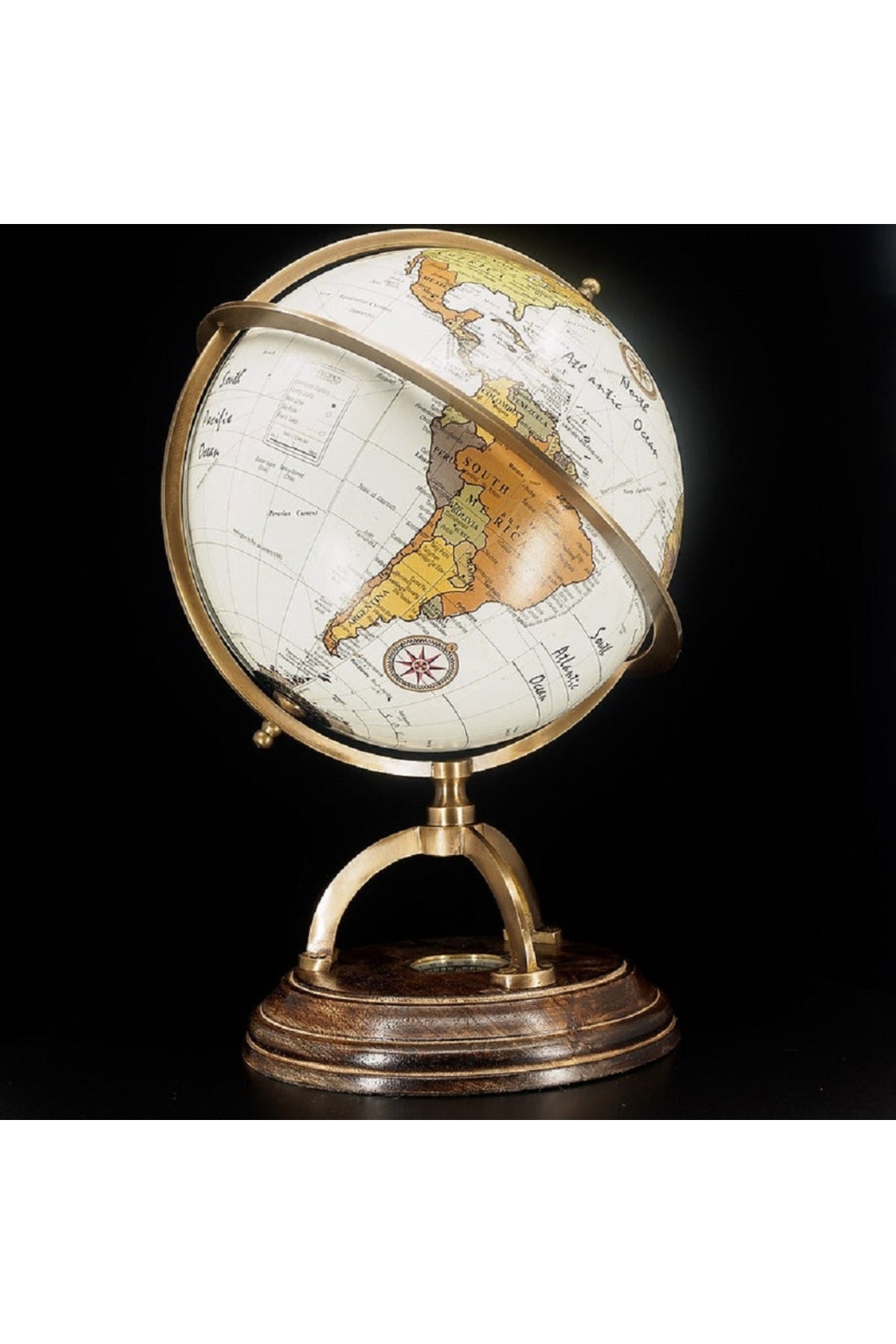 Özel Tasarım Viktoryen Dönem Pusulalı Pirinç İşleme Büyük Boy Retro Dünya Küre