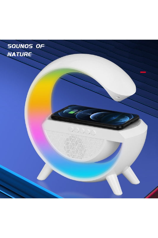 Bluetooth Ses Led Renkli Atmosfer Gece Lambası Çok Fonksiyonlu Kablosuz Mobil Şarj Cihazı