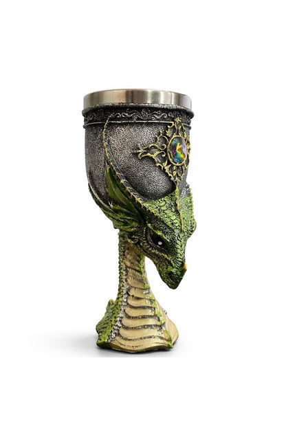 Fantasy Ejderha Figürlü 3D Kabartmalı Orta Çağ Tasarım Dekoratif Kadeh Bardak Metal İç Hazneli