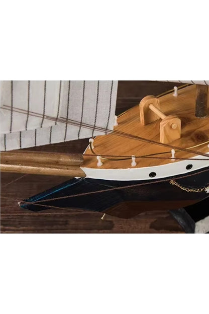 Büyük Ahşap Yelkenli Modeli Zanaat Tekne 3D Gemi Akdeniz Ev Dekorasyon Mobilya