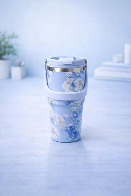 700 Ml Taşıma Kulplu Çelik Termos Mug Vakumlu Isı Yalıtımlı Sızdırmaz Şık Bardak
