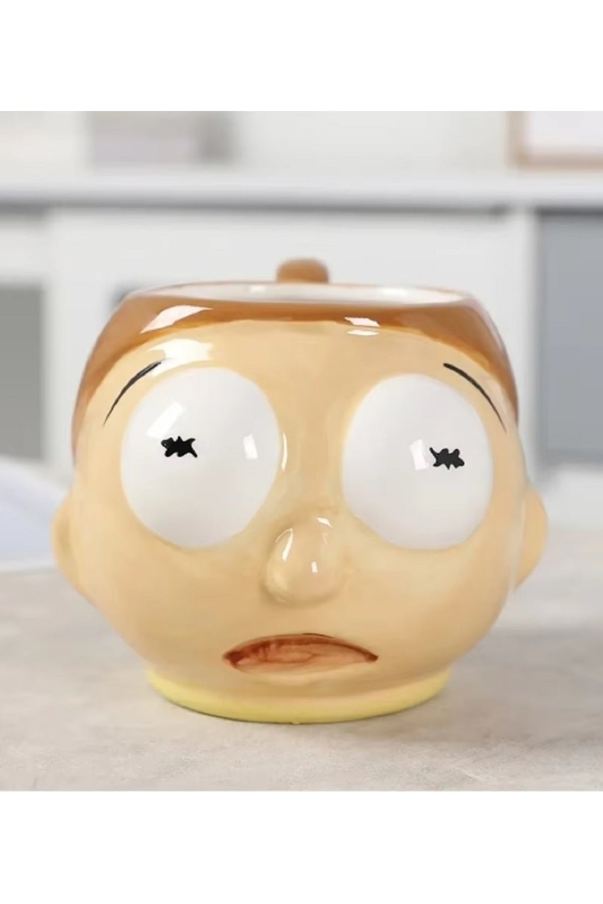 3D Büyük Kapasiteli Seramik Sevimli Karakter Morty 450ml Kupa Meşrubat Bardağı