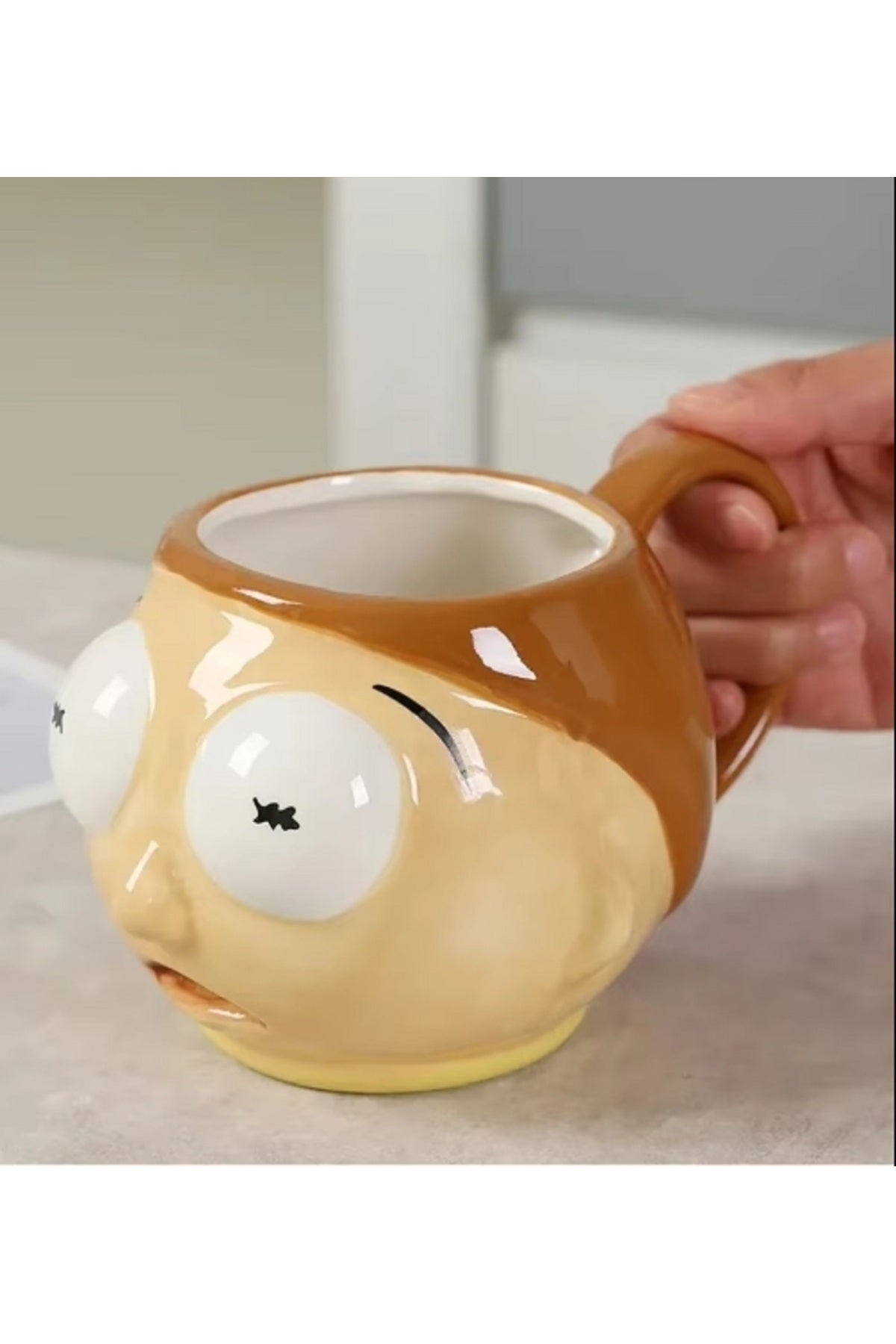3D Büyük Kapasiteli Seramik Sevimli Karakter Morty 450ml Kupa Meşrubat Bardağı