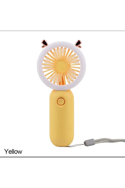 El Mini Fan USB Şarj Edilebilir Soğutma Fanları Sevimli Taşınabilir Gece Lambası