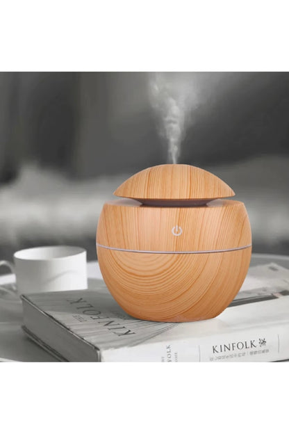 Mini Hava Nemlendirici USB Ultrasonik Aromalı Uçucu Yağ Difüzör Ahşap 7 LED