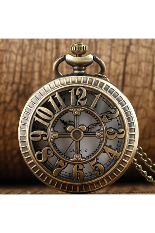 Steampunk Retro Hollow Büyük Sayılar Zincirli Köstekli Cep Saati