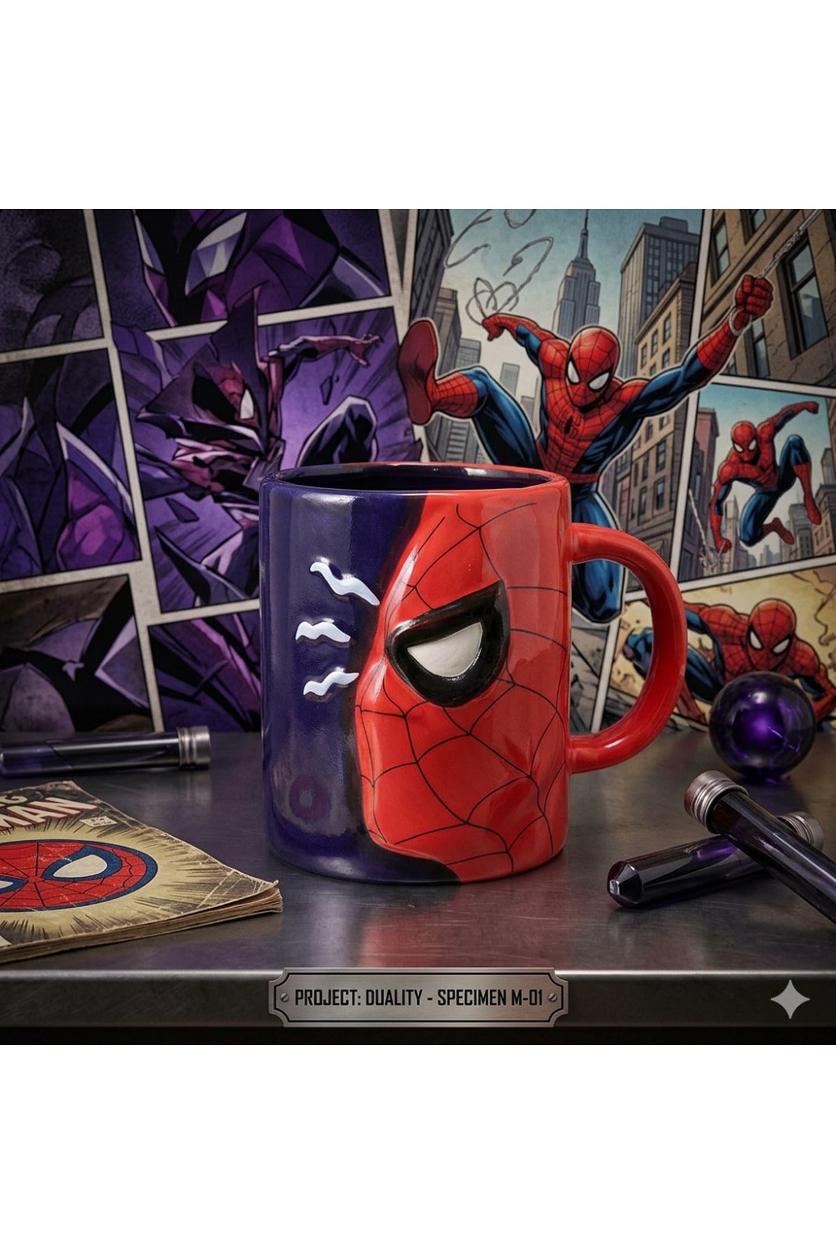 Duality Özel Tasarım Seramik Kupa Bardak - Marvel Koleksiyonu Kabartmalı Kahve Kupası