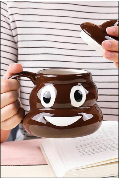 Sevimli Seramik Kapaklı Poo Kaka Emoji Kupa Bardak Seti