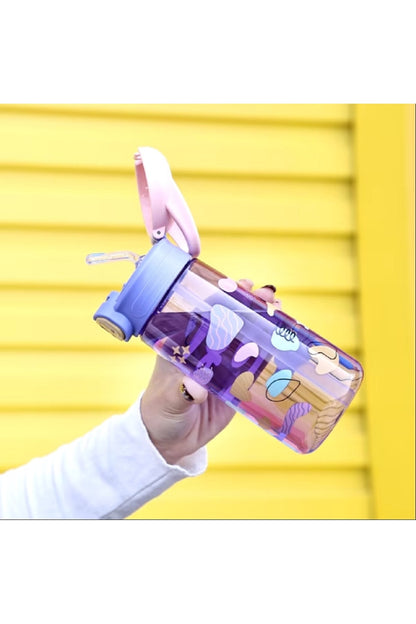 600ml Sevimli Karikatür Taşınabilir Çocuklar İçin Pipetli Matara&Suluk